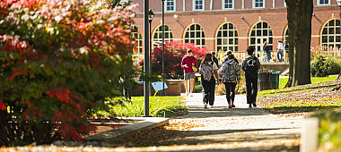 Susquehanna students walking on campus in the fall.
