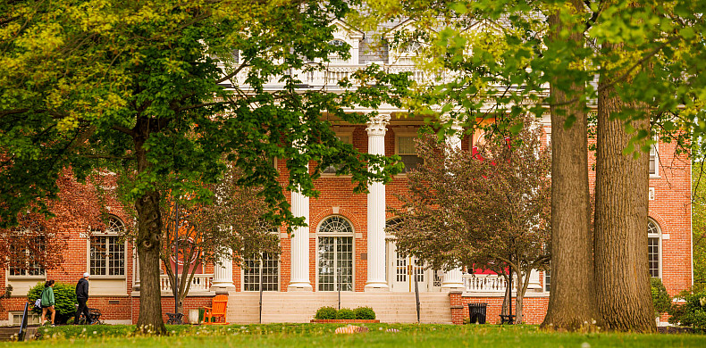 Photo of Seibert Hall in spring of 2023.