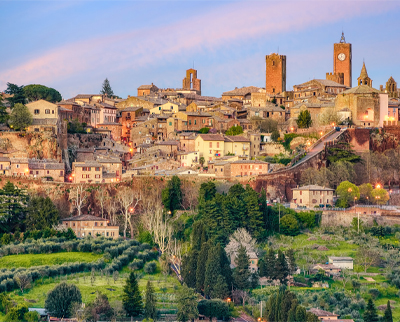 A distant view of the town of Orvieto, Italy.