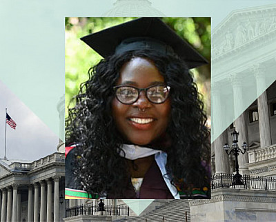 Toni Momodu pictured with the U.S. Capitol building behind her.