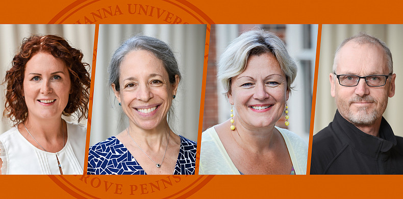Pictured from left are Emma Fleck, chair and associate professor of marketing and management; Shari Jacobson, associate professor of anth...