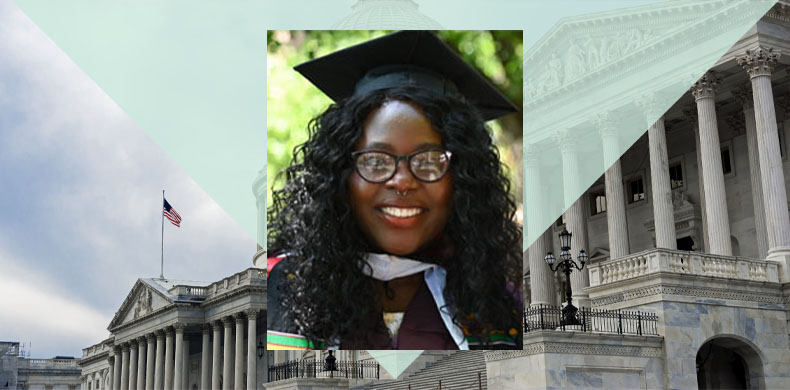 Toni Momodu pictured with the U.S. Capitol building behind her.