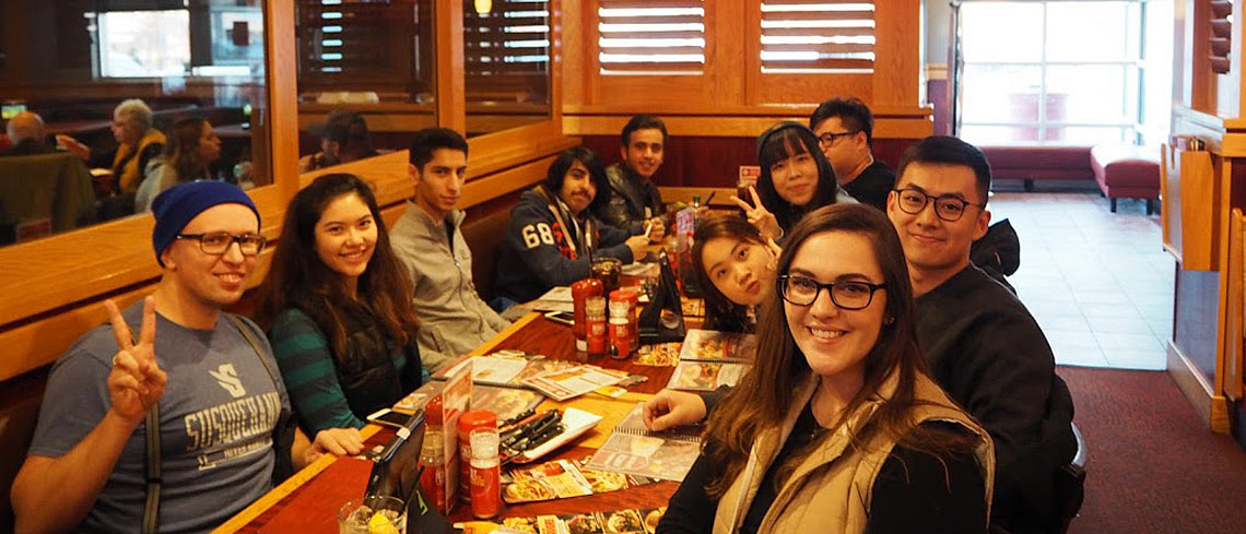 Students eating together